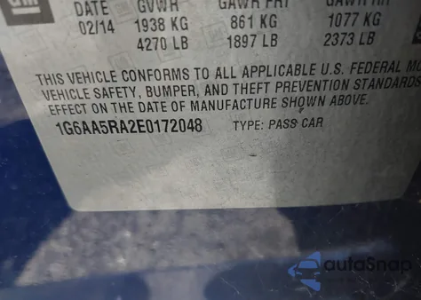 2014 Cadillac Ats Standard z USA, uszkodzony, nr VIN 1G6AA5RA2E0172048